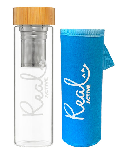 Products Real Active Glass Water Bottle & Sleeve Bundle 2