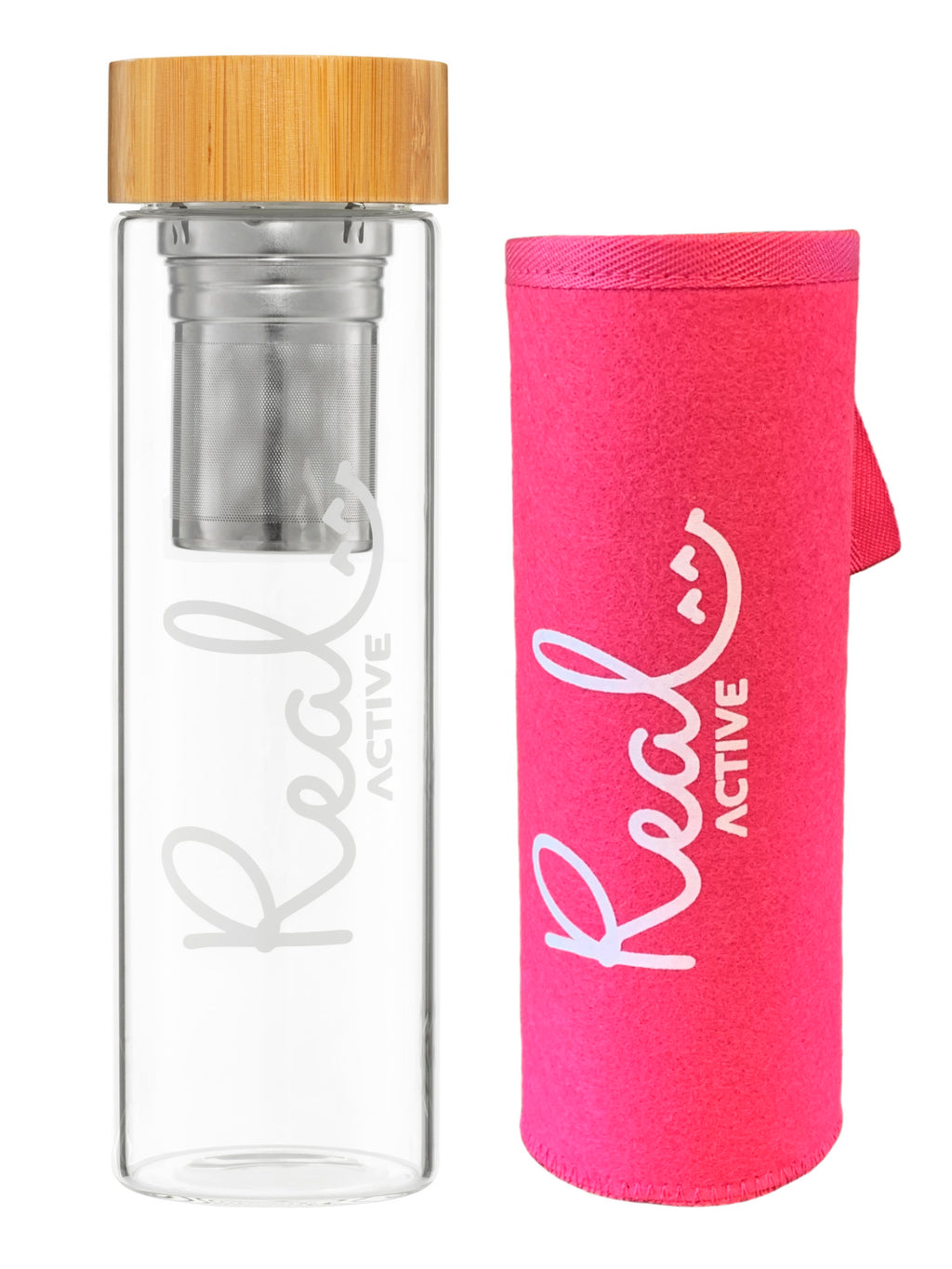 Products Real Active Glass Water Bottle & Sleeve Bundle 1