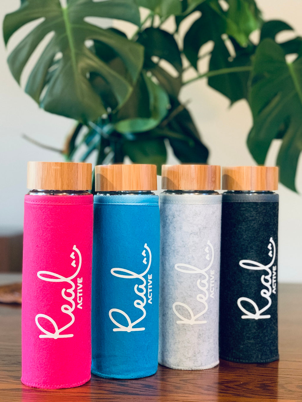 Real Active Glass Water Bottle Sleeve - Pink 1