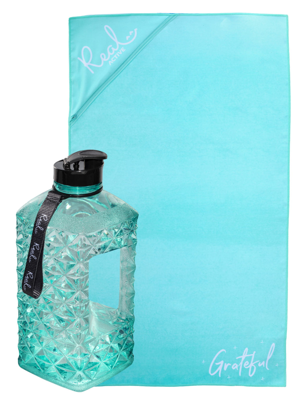 Real Active 2.2L Water Bottle & Gym Towel Bundle 5