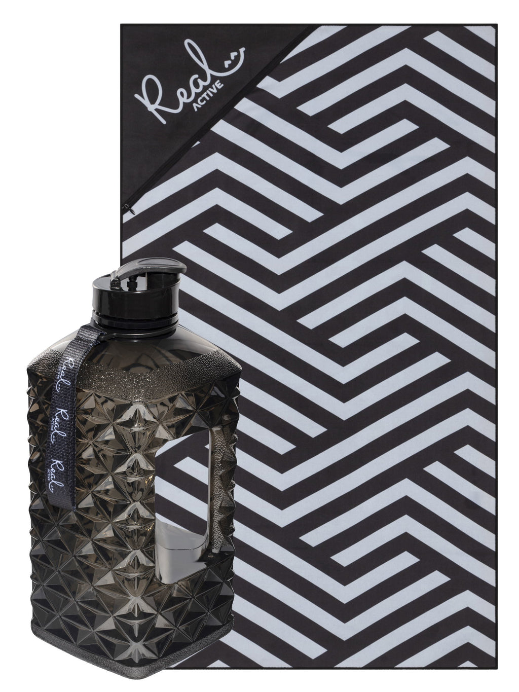 Real Active 2.2L Water Bottle & Gym Towel Bundle 2