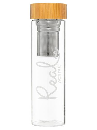 Real Active Glass Water Bottle With Infuser 650mL
